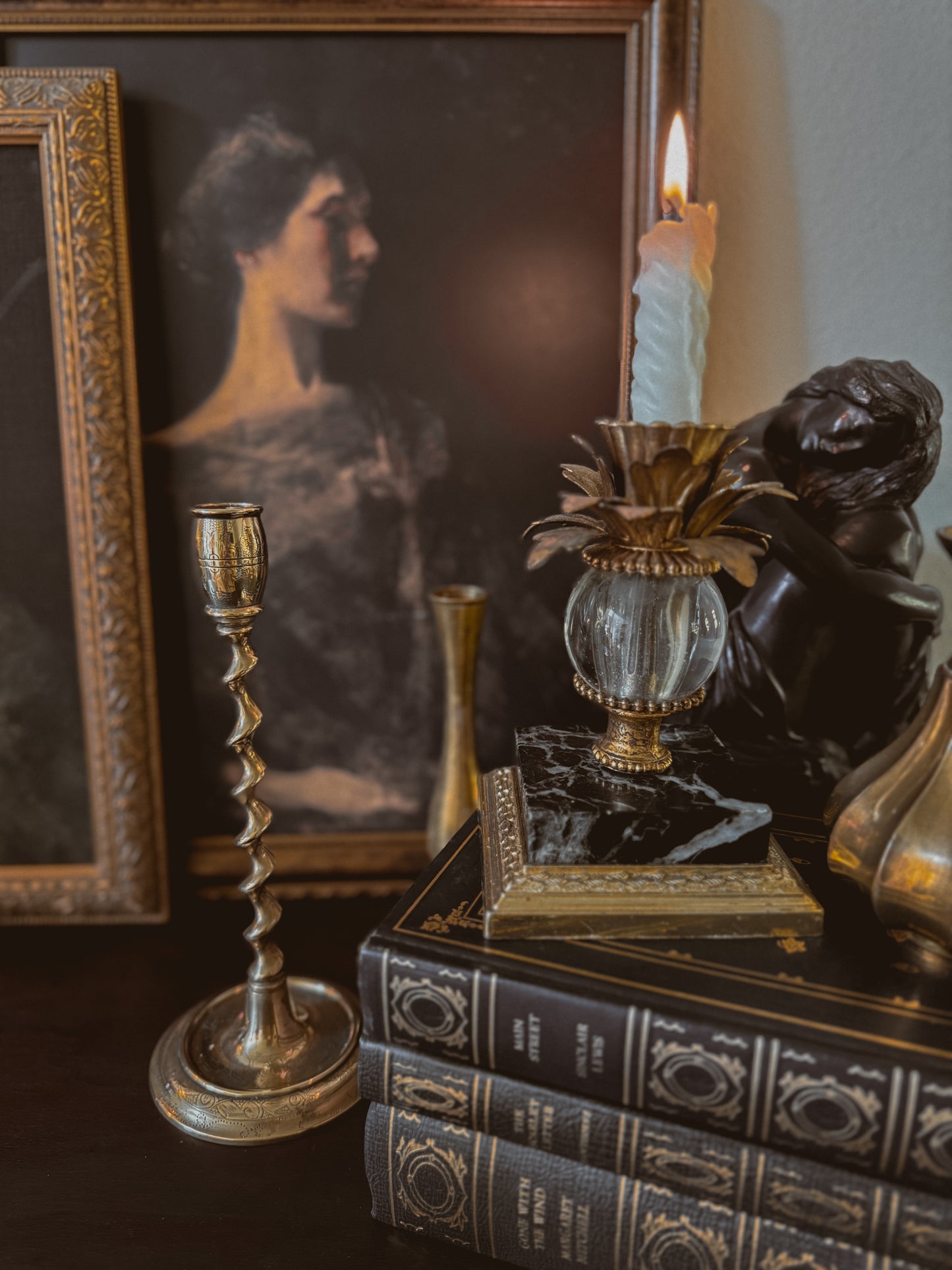 Antique, Antique Candle Holders, Brass, Antique Brass, Ornate Candlestick Holders