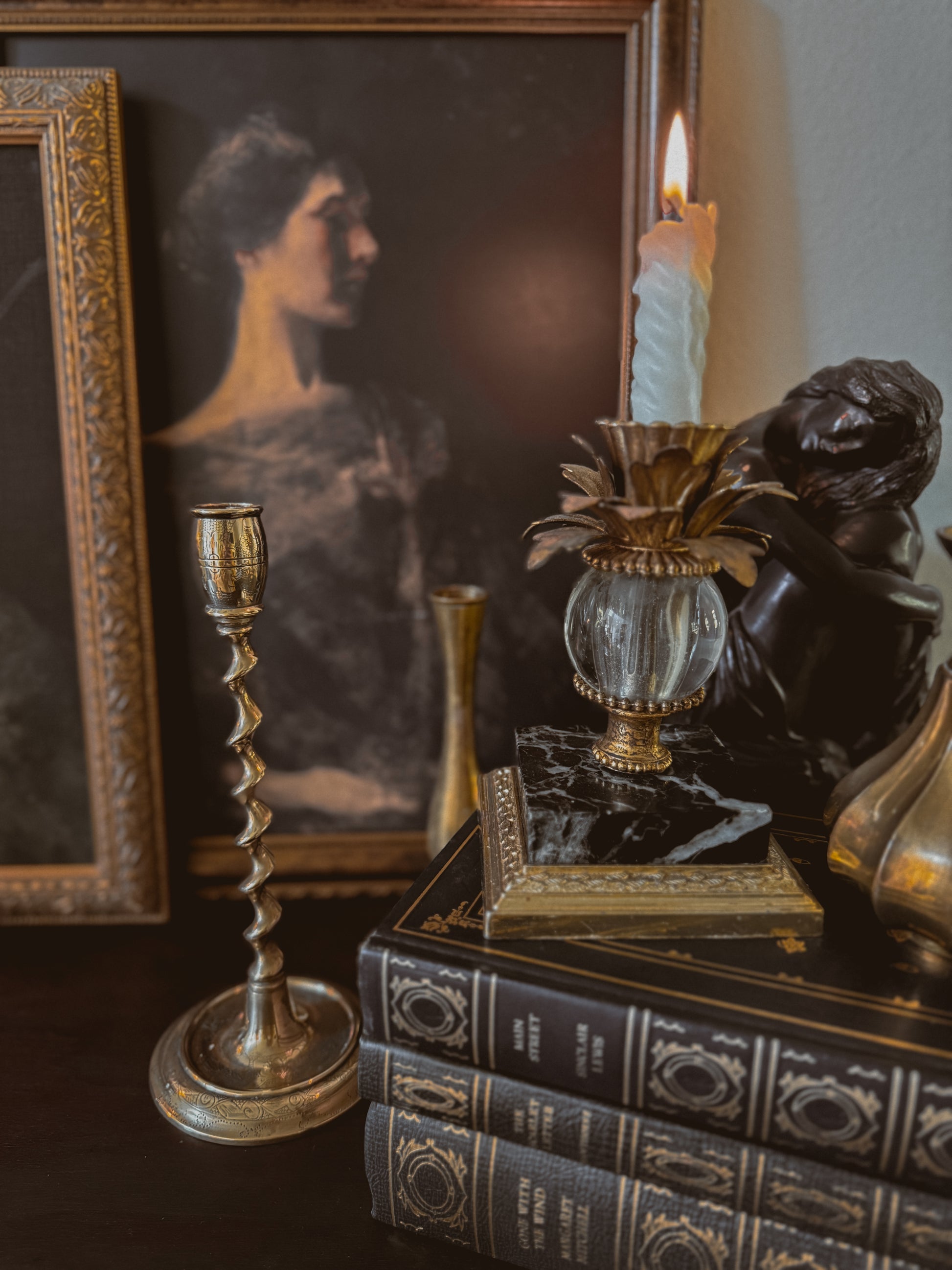 Antique, Antique Candle Holders, Brass, Antique Brass, Ornate Candlestick Holders