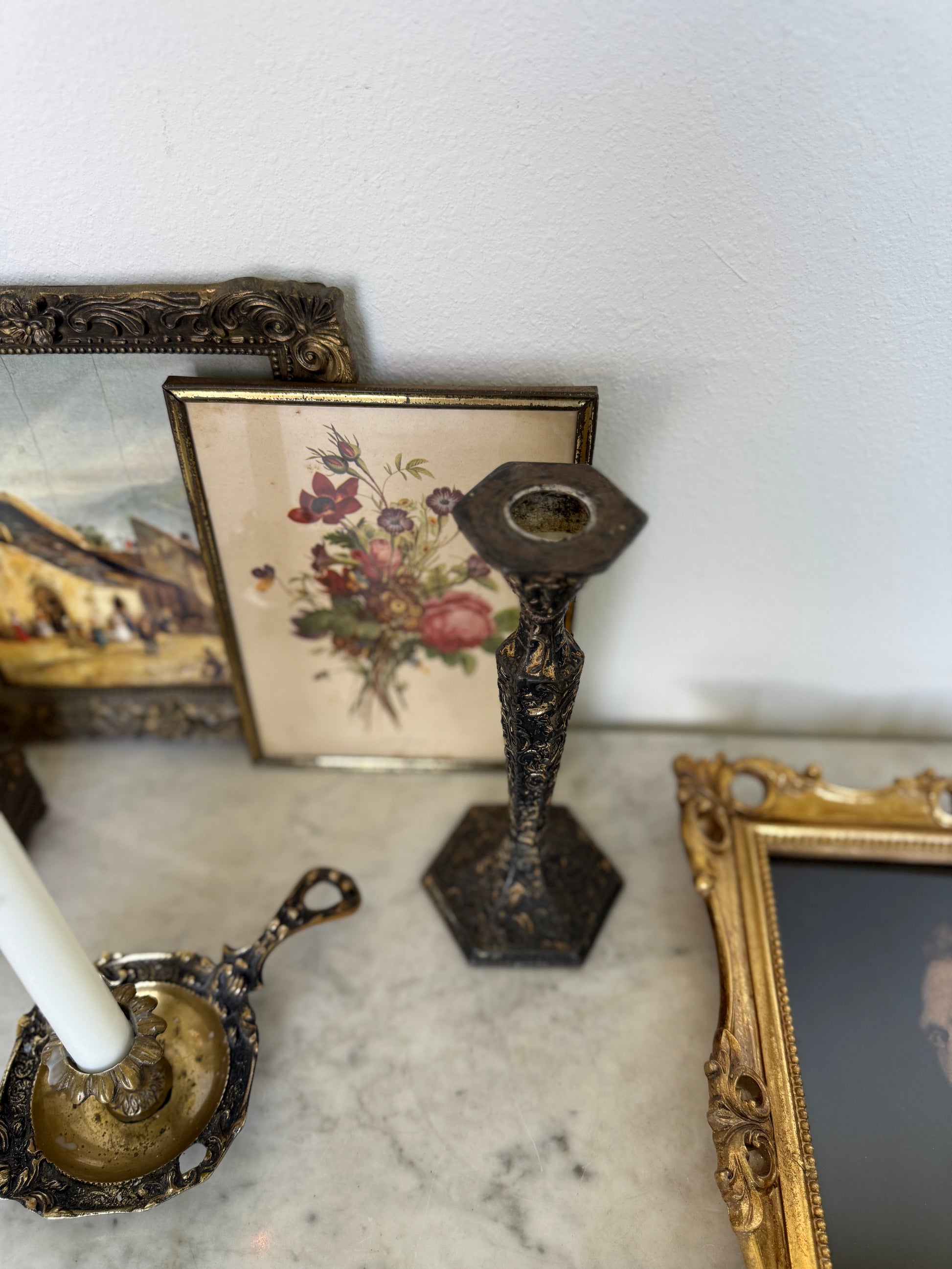 Antique, Vintage, Forgotten Fineries, Home Decor, Candlestick Holder, Chamberstick, Ornate