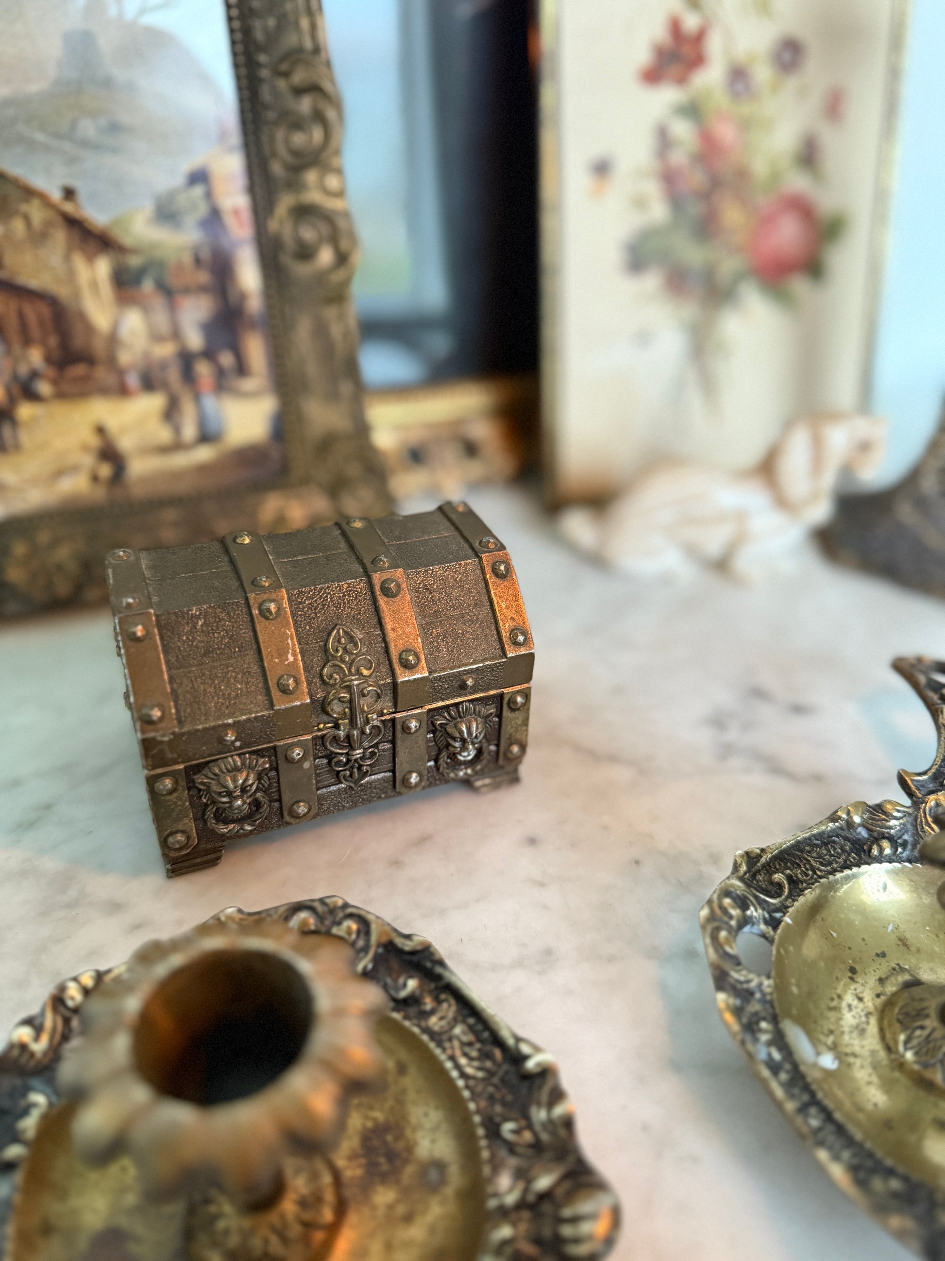 Antique, Vintage, Forgotten Fineries, Home Decor, Ornate, Jewlery Box, Velvet Lining