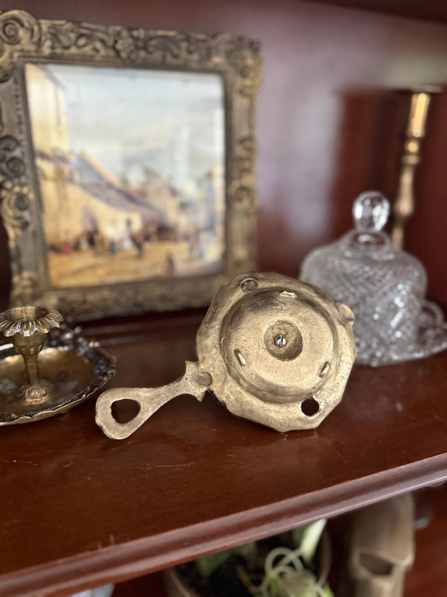 Antique, Vintage, Forgotten Fineries, Home Decor, Brass, Candlestick Holder, Chamberstick, Art Nouvea