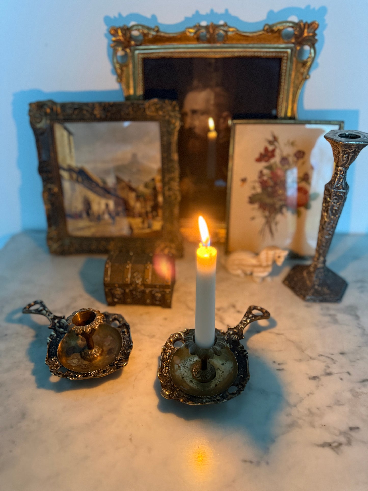 Antique, Vintage, Forgotten Fineries, Home Decor, Candlestick Holder, Chamberstick, Ornate