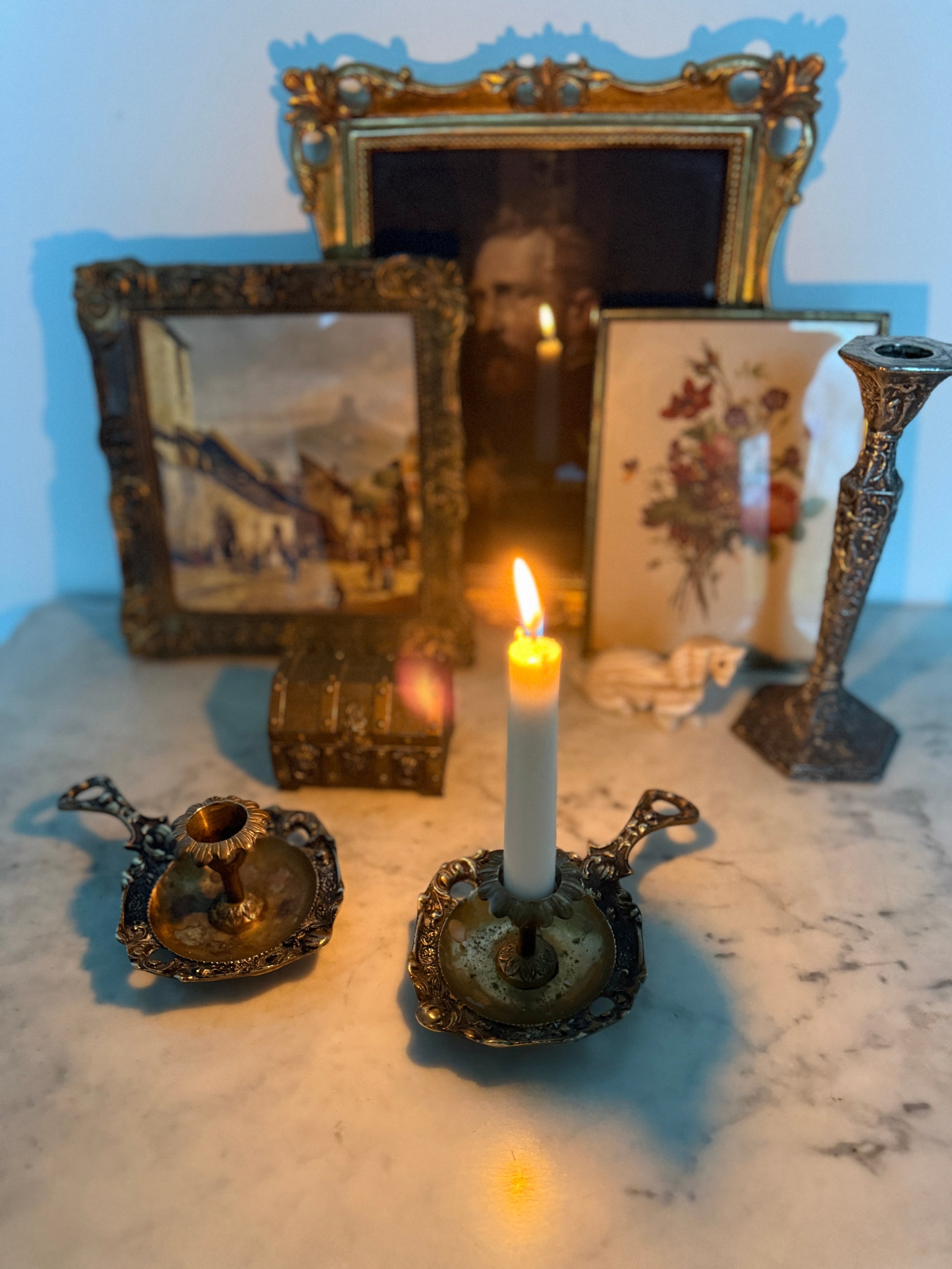 Antique, Vintage, Forgotten Fineries, Home Decor, Candlestick Holder, Chamberstick, Ornate