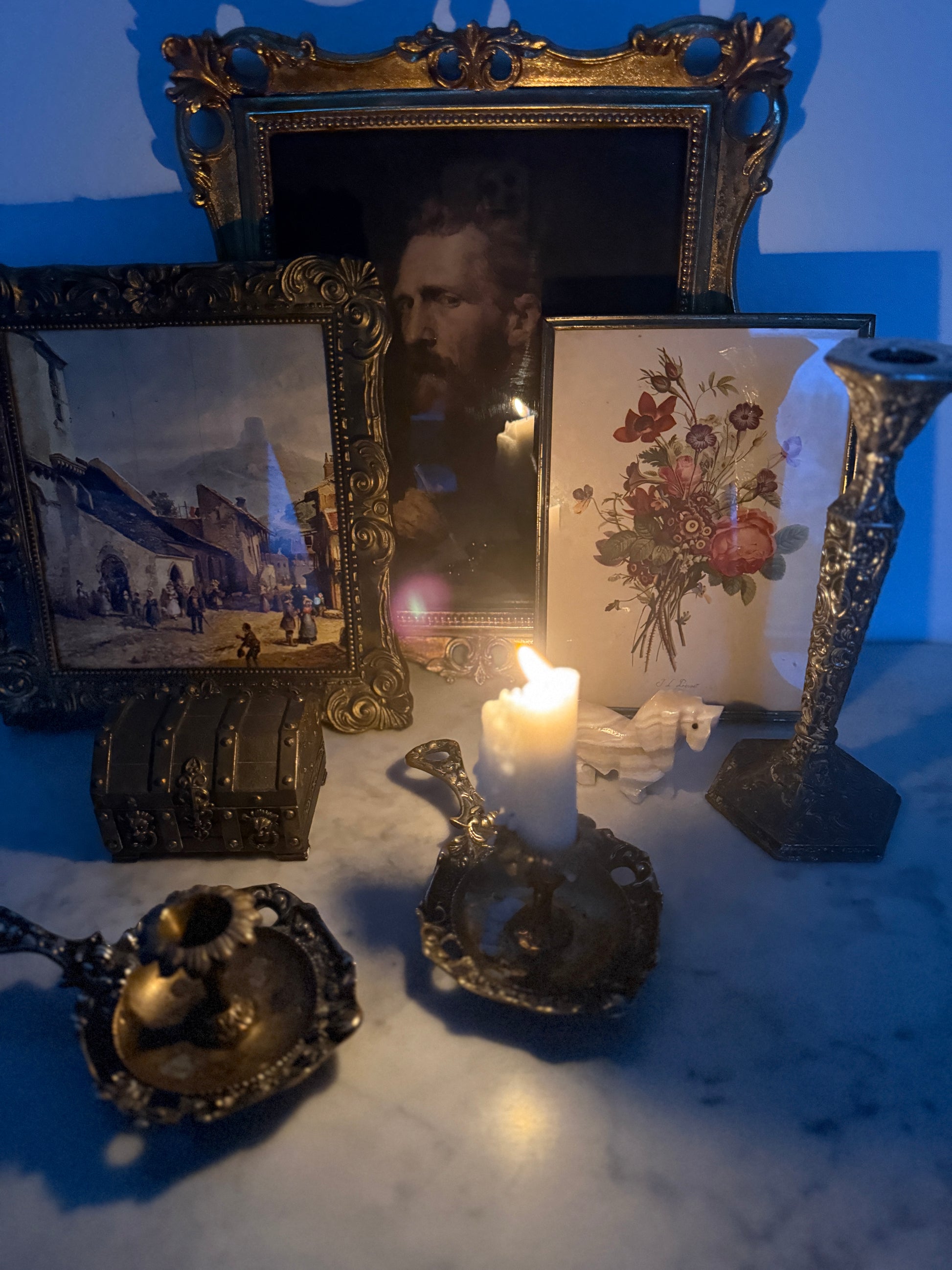 Antique, Vintage, Forgotten Fineries, Home Decor, Brass, Candlestick Holder, Chamberstick, Art Nouvea