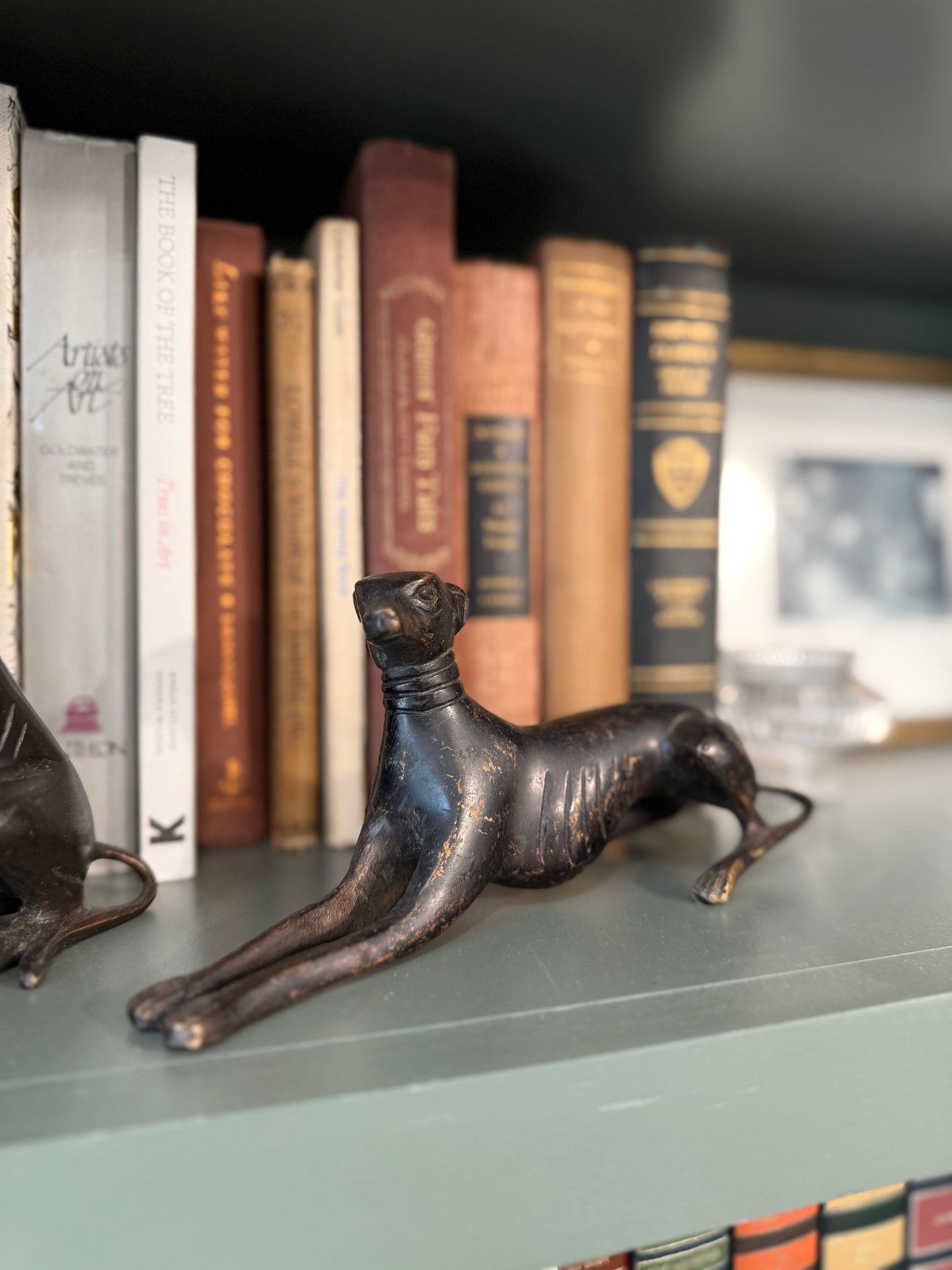 Antique Bronze Greyhound Statue Pair