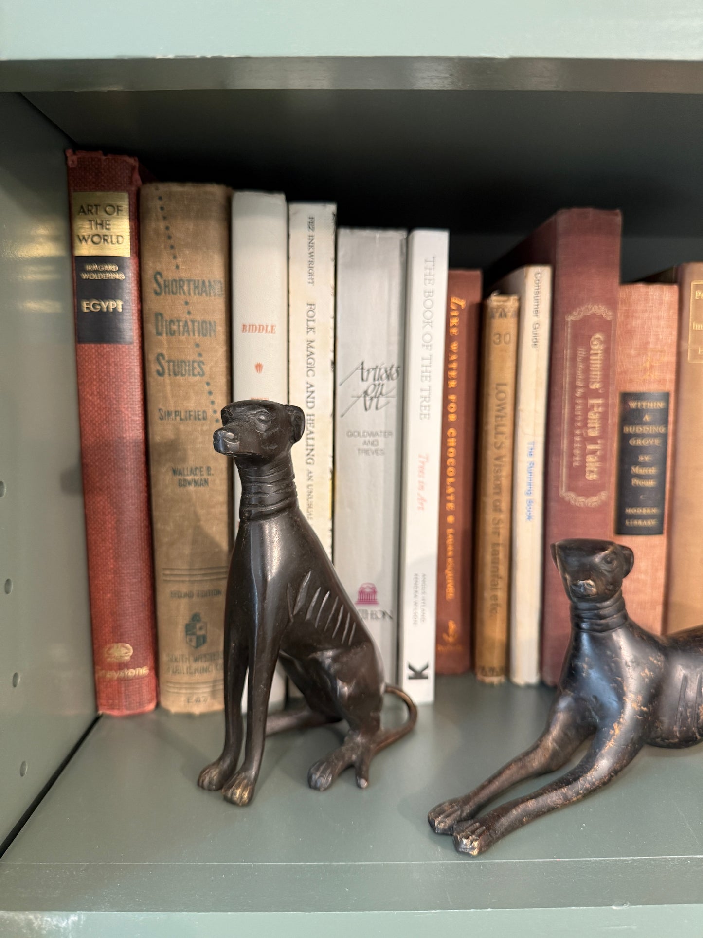 Antique Bronze Greyhound Statue Pair