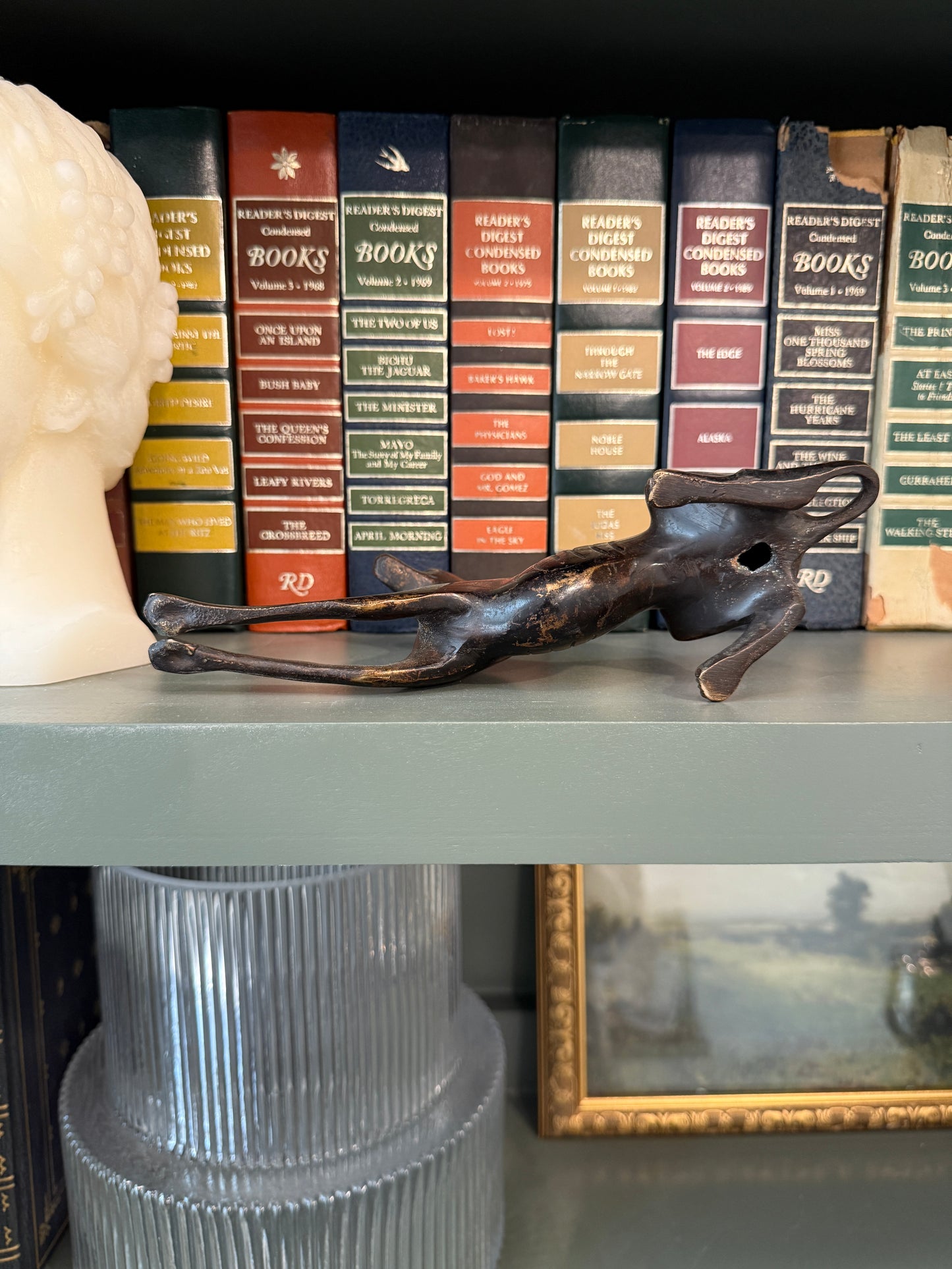 Antique Bronze Greyhound Statue Pair