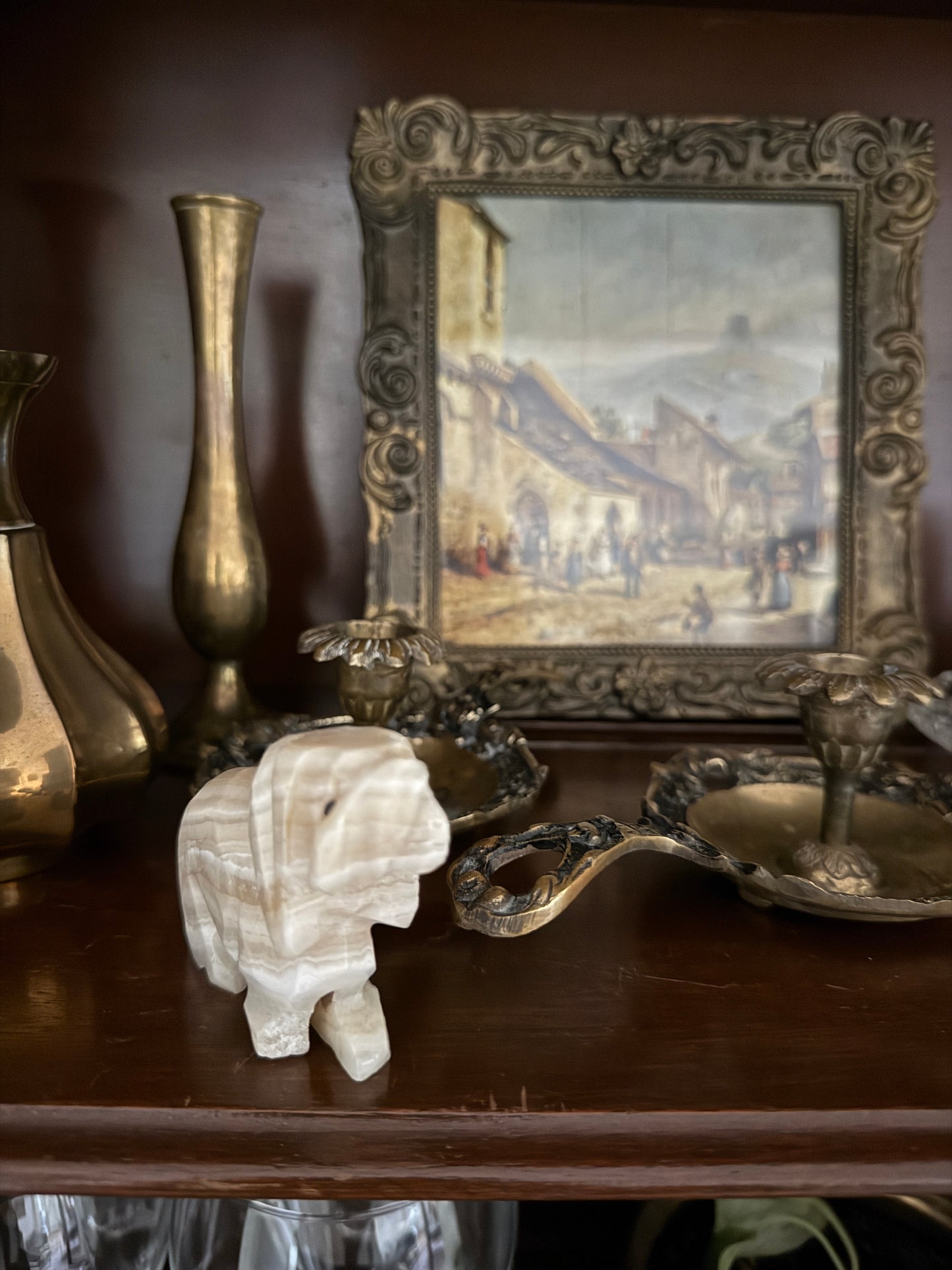 Hand Carved Marble Dog Statue