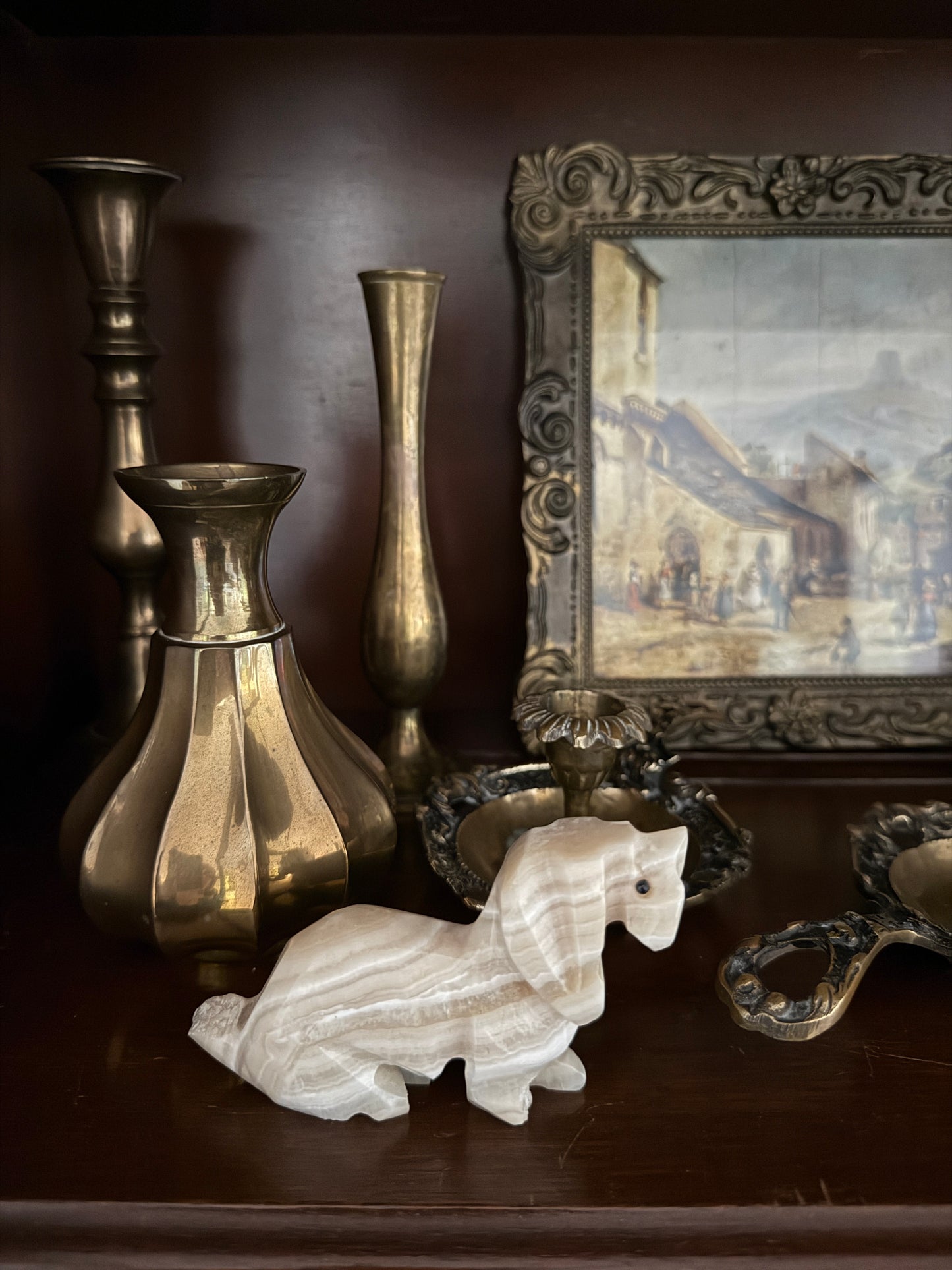 Hand Carved Marble Dog Statue