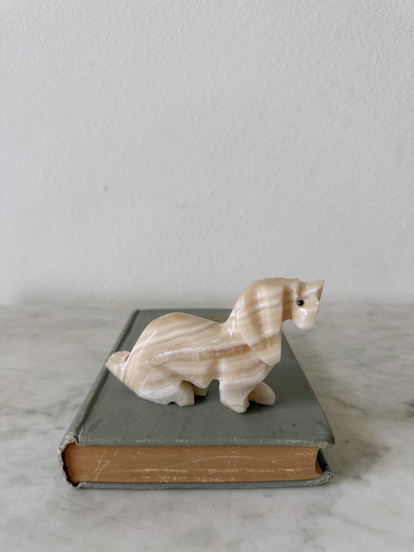 Hand Carved Marble Dog Statue
