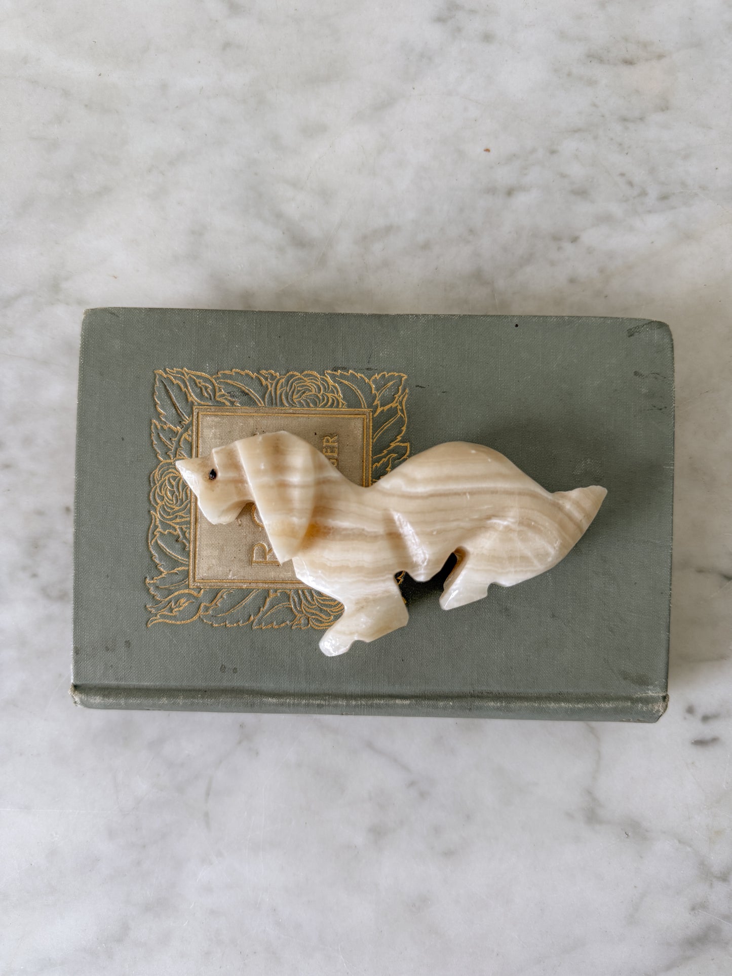 Hand Carved Marble Dog Statue